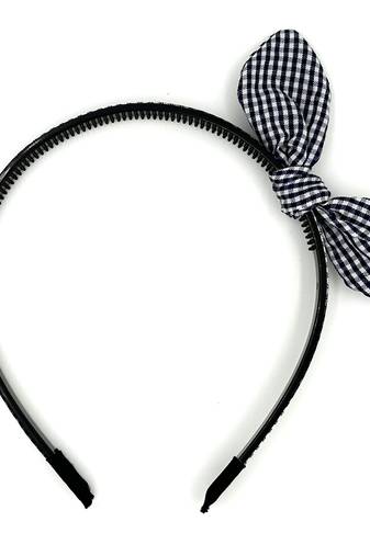 Viaana small checks ear knot hair band blue color