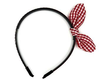Viaana big checks ear knot hair band red color 1