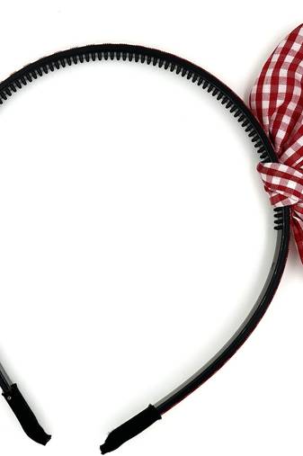 Viaana big checks ear knot hair band red color