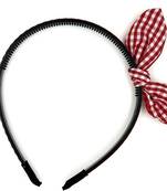 Viaana big checks ear knot hair band red color