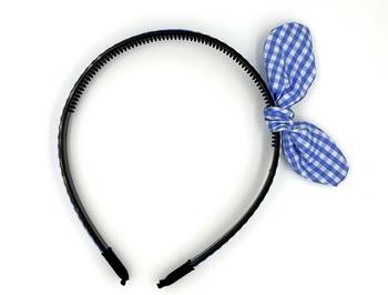 Viaana big checks ear knot hair band light blue color 1