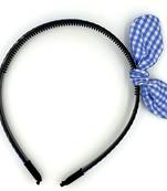 Viaana big checks ear knot hair band light blue color
