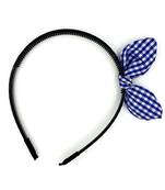 Viaana big checks ear knot hair band dark blue color