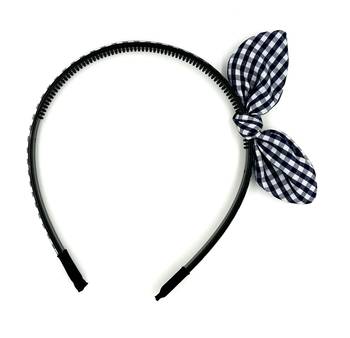 Viaana big checks ear knot hair band black color 1