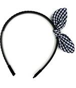 Viaana big checks ear knot hair band black color