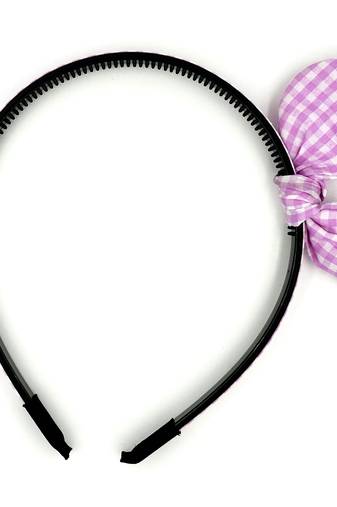 Viaana big checks ear knot hair band light pink color