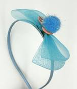 Viaana net bow hair band blue color