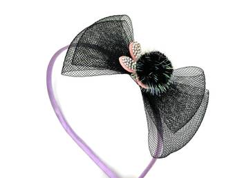 Viaana net bow hair band black color 1