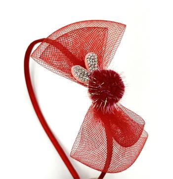 Viaana net bow hair band red color 1