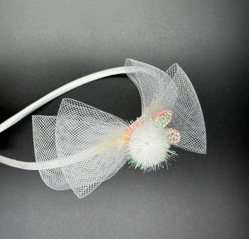 Viaana net bow hair band white color 1