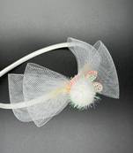 Viaana net bow hair band white color
