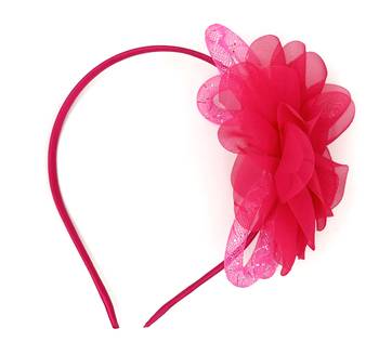 Viaana flower hair band dark pink color 1