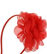Viaana flower hair band light red color
