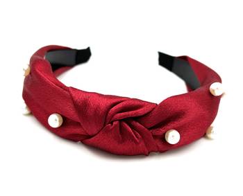 Viaana pearl bow hair band red col0r 1