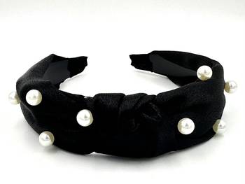 Viaana pearl bow hair band black col0r 1