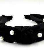 Viaana pearl bow hair band black col0r
