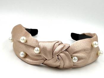 Viaana pearl bow hair band beige col0r 1