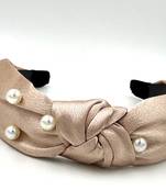 Viaana pearl bow hair band beige col0r