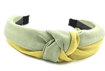 Viaana knot two colour hair band green and yellow color 1