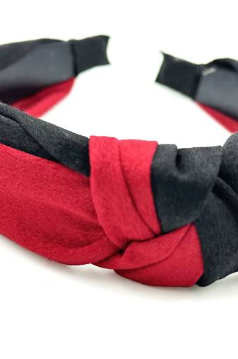 Viaana knot two colour hair band red and black color