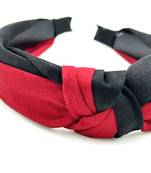 Viaana knot two colour hair band red and black color