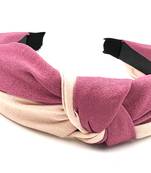 Viaana knot two colour hair band dark pink and peach color