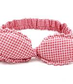 Viaana ear checks hair band pink color