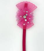 Viaana flower hair band dark pink color