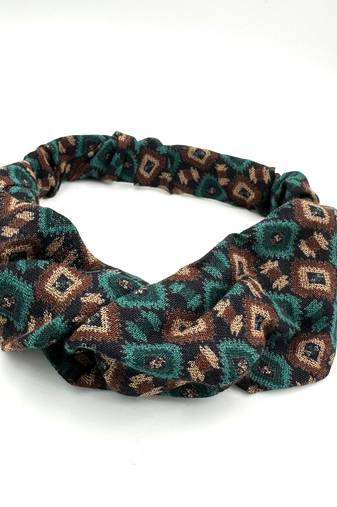 Viaana printed knot hair band green color