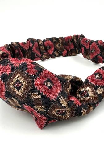 Viaana printed knot hair band red color