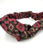 Viaana printed knot hair band red color