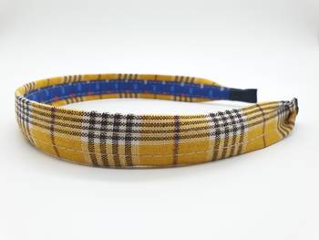 Yellow hair band with black checks 1
