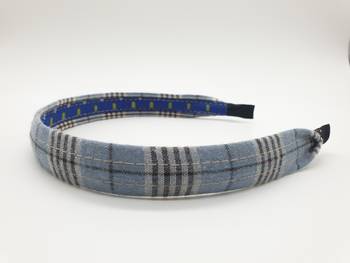 Blue hair band with black checks 1