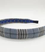 Blue hair band with black checks