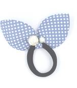 Viaana polka print ears rubber band with attached pearls blueish grey color