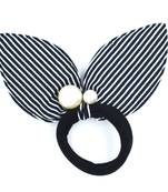 Viaana print ears rubber band with attached pearls black color