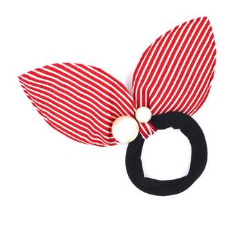 Viaana print ears rubber band with attached pearls red color 1