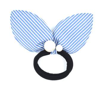 Viaana print ears rubber band with attached pearls light blue color 1