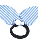 Viaana print ears rubber band with attached pearls light blue color