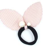 Viaana print ears rubber band with attached pearls peach colour