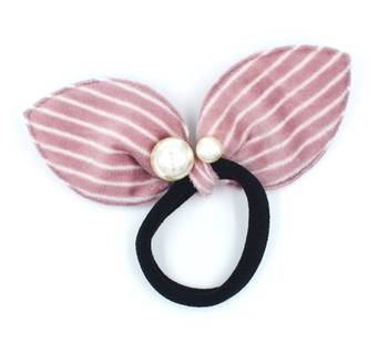 Viaana print ears rubber band with attached pearls purple color 1