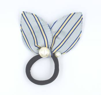 Viaana print ears rubber band with attached pearls blue color 1