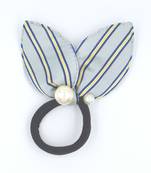 Viaana print ears rubber band with attached pearls blue color