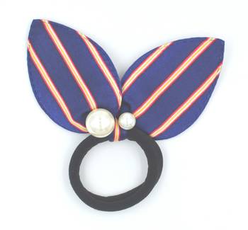 Viaana print ears rubber band with attached pearls dark blue color 1