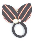 Viaana print ears rubber band with attached pearls black color