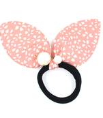 Viaana flower print ears rubber band with attached pearls peach color