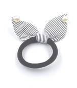 Viaana print ears rubber band with attached pearls black color