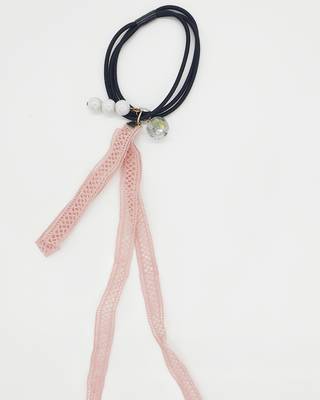 Viaana print ears rubber band with attached pearls blue color 1