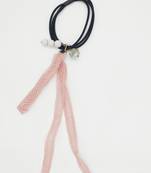 Viaana print ears rubber band with attached pearls blue color