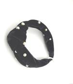 Viaana velvet knot hair band with attached pearl black color
